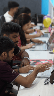 Tekvocation digital marketing interns engaged in hands-on training at the office