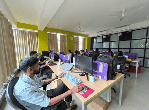 Interns working