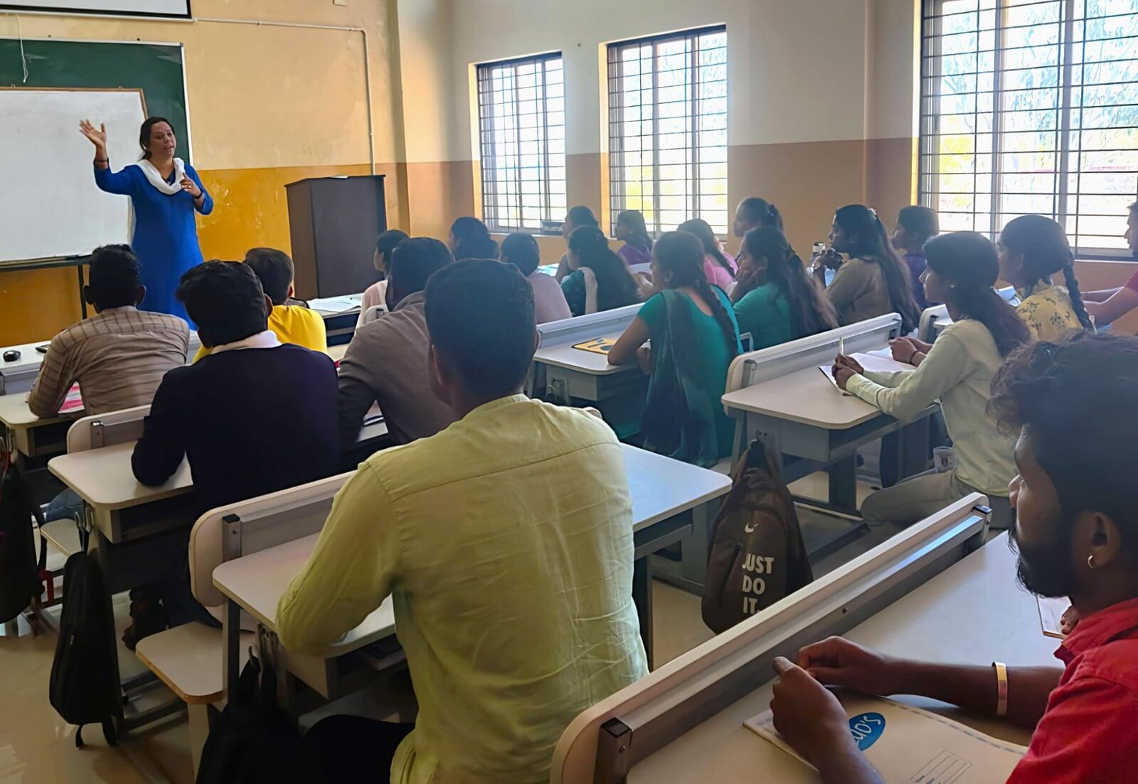 Tekvocation director conducting Communication Skills Springboard workshop for college students to enhance their soft skills and workplace readiness